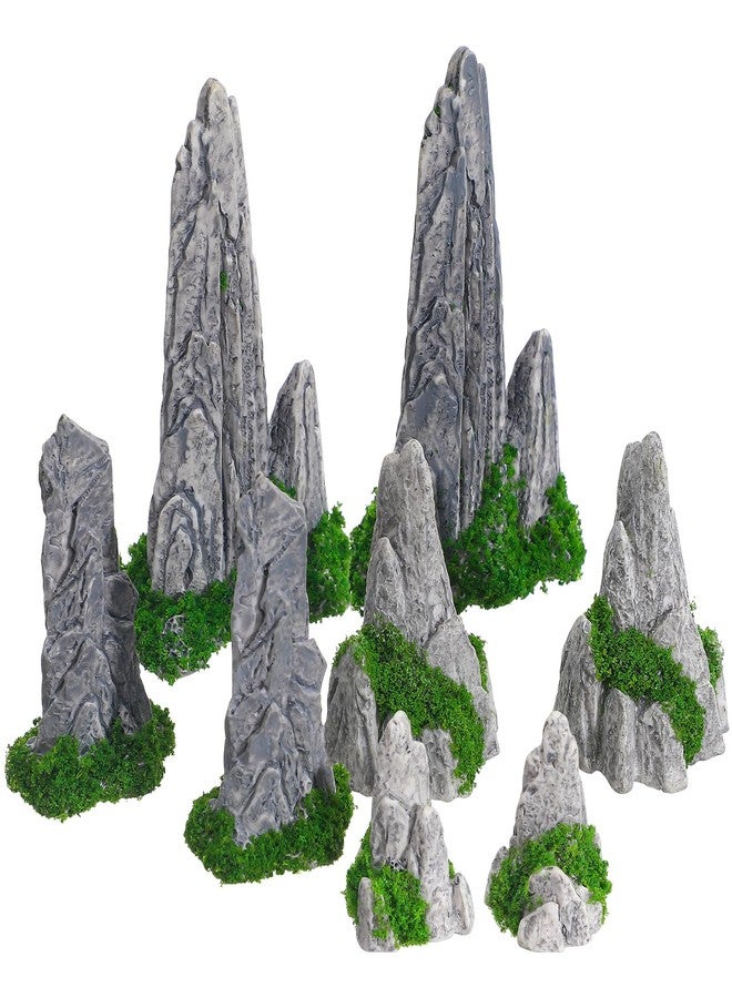 Wionin 8 Pieces Rockery Decor Zen Garden Accessories Micro Landscape Garden Decoration Mountain Landscape Figurines Mini Statues for Bonsai for Home Office Displays - Image 1